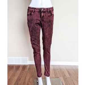 Burgundy Acid Wash Jeans